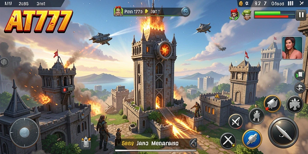 Gameplay AT777 menunjukkan aksi pertahanan menara yang mendebarkan.