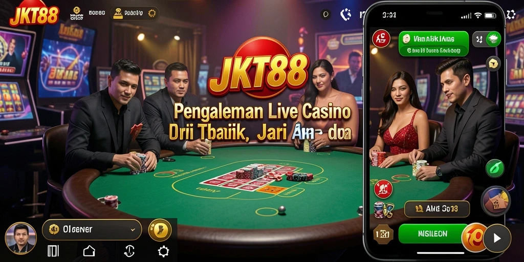 Screenshot gameplay JKT88 menampilkan dealer dan meja permainan yang menarik.