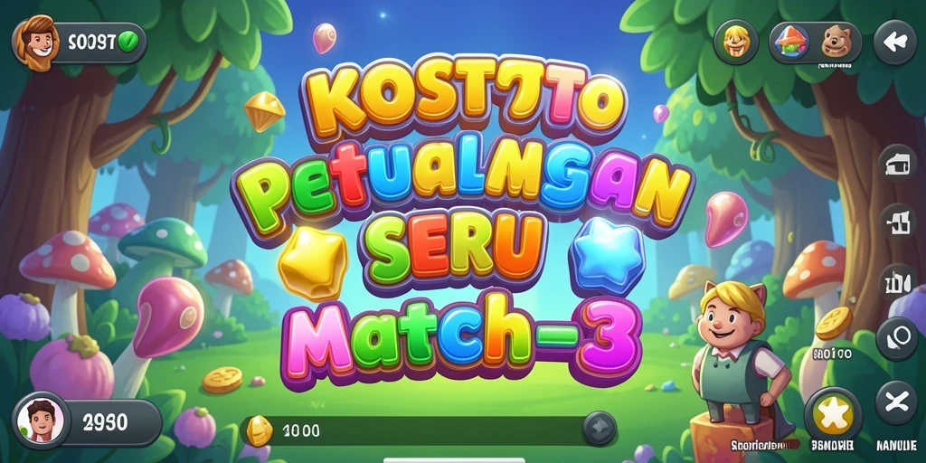 Screenshot KOSTOTO menampilkan gameplay Match-3 yang seru.