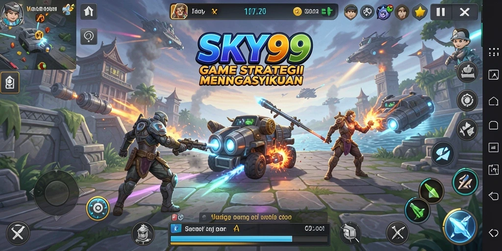 Tampilan menarik dari gameplay strategi di SKY99.